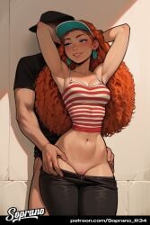 1boy 1girls ai_generated anal anal_sex beautiful begging big_breasts female female_only from_behind front_view happy horny inner_workings kate_(inner_workings) long_hair looking_back nude nude_female obedience panties pants pussy pussy_juice red_hair seductive smile soprano_r34 standing_sex wet_pussy young_female