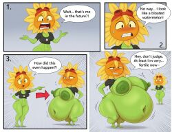 ai_generated areola comic freckles_on_face googles green_skin huge_ass huge_breasts hyper_belly plant_girl plants_vs_zombies plants_vs_zombies:_heroes pregnant pregnant_humanoid shortstack solar_flare_(pvz) sunflower_(pvz) vr457