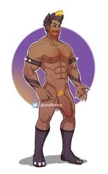 1boy abs bara demon facial_hair garchomp gijinka human humanized male male_focus male_only muscle muscular nintendo nipple_piercing nipples original_character penis piercing pokémon_(species) pokemon pokemon_(species) pubic_hair solo testicles text unafkennyart veins veiny_penis video_games