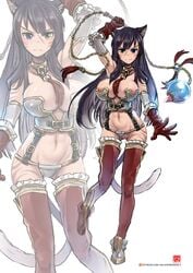 animal_ears big_breasts black_hair blue_eyes breasts cat_ears cat_toy collar facial_markings female final_fantasy final_fantasy_xiv gao-expression_x green_eyes heterochromia humanoid mammal markings miqo'te navel nipples pussy scar signature square_enix w'rose_radiuju