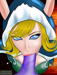 ardham blonde_hair blue_eyes cheating christmas fellatio female heroes_of_the_storm high_elf lips looking_at_viewer looking_up malfurion_stormrage night_elf oral penis pov unseen_male_face valla_(diablo) warcraft winter_veil world_of_warcraft wow