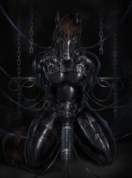 animal_genitalia animal_penis bondage bound chains equine equine_penis horse horsecock kneeling male male_only mammal penis penis_milking rakisha rubber solo