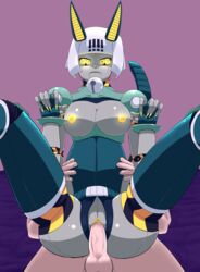 breasts claws duo female female_focus heartszora human human_on_humanoid humanoid invalid_tag looking_down machine male mammal nipples penis pussy reverse_cowgirl_position robo-fortune robot sex skullgirls solo_focus straight yellow_eyes