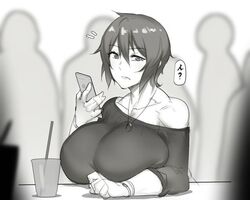 1girls club female huge_breasts monochrome natedecock natsumi_(natedecock) original short_hair venus_body