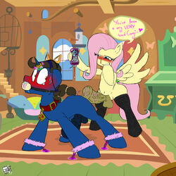 1boy 1futa fluttershy_(mlp) furry futa_with_male futanari my_little_pony my_little_pony_friendship_is_magic sanyo2100 straight_hair