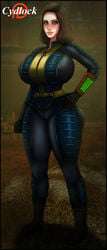 1girls big_ass bodysuit breasts breasts_bigger_than_head clothed curvy cydlock erect_nipples_under_clothes fallout fallout_4 female_only full_body hand_on_hip hand_on_hips hourglass_figure huge_breasts human large_breasts nora_(fallout_4) pip-boy thick_thighs vault_suit wide_hips