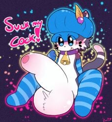 anthro arm_warmers armwear balls bell bell_collar big_balls big_penis black_body black_fur blue_eyes blush clothing collar dialogue domestic_cat facial_tuft fangs felid feline felis femboy footwear foreskin fur genital_focus genitals happy hat headgear headwear hi_res huge_balls huge_cock hyper hyper_balls hyper_genitalia hyper_penis legwear looking_at_viewer male mammal nude nude_anthro nude_male open_mouth open_smile pattern_clothing pattern_footwear pattern_legwear pattern_socks pattern_stockings pattern_thigh_highs penis penis_focus presenting presenting_balls presenting_penis smile smiling_at_viewer socks solo stockings striped_clothing striped_footwear striped_legwear striped_socks striped_stockings striped_thigh_highs stripes tail teeth text thigh_highs tuft white_body white_fur zaaru zaku_(zaaru)