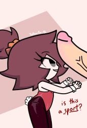 (joblazeframes) 1boy 1girls animator before_sex big_head bracket bracket_(joblazeframes) bunnysuit celine_(joblazeframes) disembodied_penis female hairband headgear jobaba leggings open_mouth others penis ponytail reaching_out red_leggings red_thighhighs reference_image shortstack size_difference smaller_female stickman thick_thighs tights white_body white_hair white_skin yellowfaith youtube youtuber