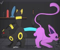 2d_animation 6:5 anal anal_masturbation anal_sex animated ass_to_ass ball_size_difference balls big_balls big_penis black_body bodily_fluids bondage buttplug deep_penetration dengon dildo dildo_in_ass dildo_insertion double_dildo double_dildo_in_ass double_dildo_insertion dripping duo eeveelution espeon feral frame_by_frame generation_2_pokemon genital_fluids genitals knot leaking_precum long_dildo lube lube_bottle lube_drip lube_in_ass lube_on_dildo lube_string male male/male masturbation nintendo object_in_ass open_mouth penetration penis penis_size_difference plug_(sex_toy) pokemon pokemon_(species) precum precum_drip precum_on_ground precum_on_own_penis precum_on_penis precum_squirt precum_string purple_body red_eyes sex_toy sex_toy_in_ass sex_toy_insertion short_playtime simple_background umbreon