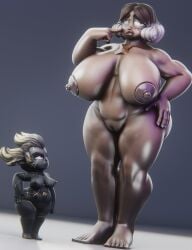 2girls 3d 3d_(artwork) bbw breasts_bigger_than_head chubby_female dark-skinned_female ebony_beryl_(minerva_gems) fan_character gem_(species) gemsona grey_skinned_female jealous large_areolae large_ass large_breasts meatmench_(artist) minerva_gems muscular_thighs nude oc puffy_pussy shortstack size_difference staurolite_(minerva_gems) steven_universe tagme taller_girl thick_thighs wet_skin wide_hips