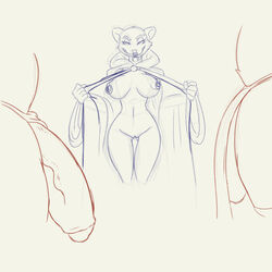 anthro big_penis breasts burquina clothing curvaceous domestic_ferret faceless_male female flaccid flashing group humanoid_penis loincloth male mammal mustela mustelid musteline nipple_piercing nipples penis piercing pussy sketch uncut vein