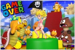 3d bikini blonde_hair blue_eyes bowser castle chargin'_chuck coin coins crown game_over goomba hammer_bros. heart_eyes inside koopa_troopa nintendo ponytail princess_peach screwy3d source_filmmaker stripper stripper_pole super_mario_bros.