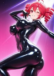 1girls ahoge ai_generated arched_back ass belly big_ass big_breasts big_thighs breasts bubble_butt curvaceous curvy curvy_female curvy_figure female female_only hair_ornament huge_ass huge_breasts kasane_teto kasane_teto_(sv) large_ass large_breasts large_thighs latex latex_clothing low-angle_view navel navel_visible_through_clothes nipple_bulge one_eye_closed plump plump_ass plump_breasts plump_thighs posing red_eyes red_hair setzerstaffel shiny_clothes shiny_latex skin_tight smile solo solo_female sticking_ass_out synthesizer_v thick_thighs thighs tight_clothing twin_drills utau voluptuous voluptuous_female wink winking