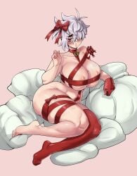 1girls 2d ass aunt aunt_hellen_(insouwu) belly belly_button big_ass big_breasts blush breast_press breast_squeeze breasts brown_nipples christmas christmas_2024 chubby chubby_female digital_media eyebags female female_only flustered giant_ass gift gift_wrapped gloves hair_over_one_eye insouwu massive_ass milf mole mole_on_breast nipples pink_nipples pose posing red_eyes short_hair solo thick thick_ass thick_hips thick_legs thick_lips thick_thighs thigh_highs thighhighs tomboy_milf white_hair