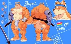 2024 abs absurd_res accessory anthro areola arm_wraps artist_logo asian_clothing ass barazoku biped blue_background blue_headband bust_portrait canid canine canis character_name closed_eyes clothed clothing colored domestic_dog east_asian_clothing egg_concept feet fingers front_view full-length_portrait fundoshi fundoshi_only fur gender_symbol hand_on_hip happy headband hi_res holding_katana holding_melee_weapon holding_object holding_sword holding_weapon humanoid_feet humanoid_hands japanese_clothing japanese_text katana lgbt_pride logo male male_symbol mammal mechanical_arm melee_weapon model_sheet multiple_angles muscular muscular_anthro muscular_arms muscular_legs muscular_male navel nipples orange_body orange_fur panpai_(egg_concept) pansexual_pride_colors pantsless_anthro pantsless_male pecs plantigrade portrait pride_colors rear_view scar shaded shiba_inu simple_background smile solo spitz standing sword symbol tail tan_body tan_fur text toes tongue tongue_out topless topless_anthro topless_male underwear underwear_only weapon wraps