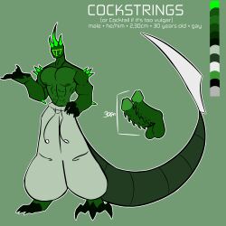 alien blade_tail diphallia diphallism double_penis green_body horns male_only reference reference_image reference_sheet self_upload