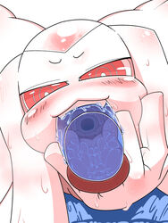 alien ambiguous_gender blush deep_throat deepthroat deepthroat_smile dildo faceless_male fellatio hokku_(artist) male multi_arm multi_limb naughty_face nurukuro open_mouth oral oral_sex penis pink_eyes pov saliva see-through see-through_dildo see-through_penis sweat throat throat_training tongue tongue_out unknown_species x-ray