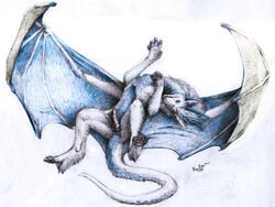 2017 a_inc alli_(alli) balls dragon erection feral fur furred_dragon looking_at_viewer lying male nude on_back penis pinup pose presenting wings