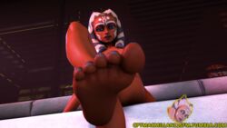 1girls 3d ahsoka_tano alien barefoot blue_eyes blue_toenails breasts clone_wars feet female female_only foot_fetish foot_focus jedi jedi_padawan looking_at_viewer macmillan11 nude nudity orange_skin solo source_filmmaker star_wars submissive_pov togruta