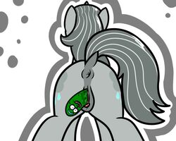 2017 5:4 animal_genitalia digital_media_(artwork) equine female feral food fur hair horn mammal my_little_pony penetration pickle_rick pokefound rick_and_morty simple_background solo unicorn vaginal_penetration what