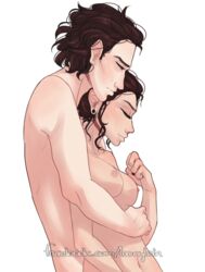 breasts duo embrace kylo_ren loonylein nude rey star_wars