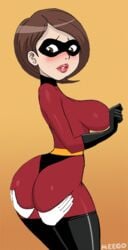 1girls animated armwear ass ass_grab clothed clothing disembodied_hands disney elastigirl eyewear faceless_male female footwear fully_clothed gif handwear helen_parr legwear mask meegol milf pixar smooth_skin the_incredibles