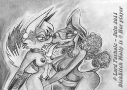 2011 anthro anthro_on_anthro armbinder bondage bound breasts canine copyright_request dickbitch_molly dickgirl duo female fox futa_on_female futanari hands_behind_back intersex intersex/female lord_foxhole mammal nipples nude penis poodle tongue tongue_out