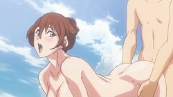 10s 1boy :d all_fours animated ass ass_grab blush bounce bouncing_breasts breasts brown_hair doggy_style female gangbang happy_sex large_breasts looking_back nude nudist_beach_ni_shuugakuryokou_de!! nudist_beach_ni_shuugakuryokou_de!!_the_animation open_mouth outdoors pink_pineapple sex short_hair sky smile solo_focus straight