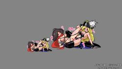 animated black_hair blonde_hair blush bouncing_breasts cum defeat defeated game_cg gloves ninja pirate_hat pixel_art pussy_ejaculation pussy_juice rape scarf scrider_asuka shoe sound stockings thigh_boots thighhighs tribadism video yuri