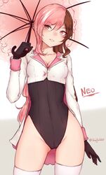 bluefield breasts cameltoe cleavage female female_only hush_(rwby) leotard neo_(rwby) parasol rwby solo thighhighs weapon