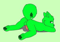 1boy anthro anus balls canine fur green_background green_fur looking_back mammal nude nudity pawpads paws penis presenting sea_(thatboi_limo) simple_background solo spread_legs thatboi_limo wolf