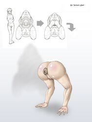 anus ass ass_transformation butt_transformation corruption demon-man female huge_ass nightmare_fuel pussy solo transformation