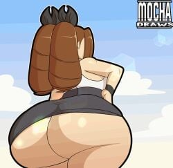 1girls alexandria_(cross_samax) animated ass ass_focus back_view big_ass bottom_heavy brown_hair cross_samax huge_ass jiggling_ass light-skinned_female light_skin mocha_draws outdoors outside pencil_skirt rear_view shortstack solo thick_thighs trees twin_drills walk_cycle walking wide_hips