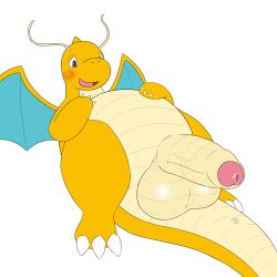 3_toes absurd_res alpha_channel antennae_(anatomy) balls big_balls big_penis blush bodily_fluids darkened_genitalia dragonite dripping feet feral foreskin generation_1_pokemon genital_fluids genitals half-closed_eyes half-erect hi_res huge_balls huge_penis humanoid_genitalia humanoid_penis kamek_sans looking_at_genitalia looking_at_own_penis looking_at_penis looking_at_self lying male narrowed_eyes nintendo on_back orange_body orange_scales penis pokemon pokemon_(species) precum precum_drip scales simple_background solo spikes spikes_(anatomy) tail tan_body tan_scales toes transparent_background vein wings
