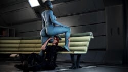 asari balls balls_worship banap big_balls big_breasts big_penis bioware blue_skin clothed_female femshep futa_on_female futanari mass_effect naked naked_futa red_hair samara