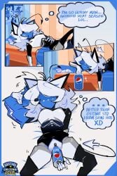 android android_girl blue comic comic_page comic_panel cute female female_only girl guest_404 high_quality high_resolution highres masturbation parasitus pepsi pepsi_can robot soda_can