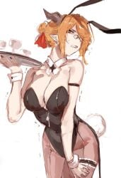 1girls 2d 2d_(artwork) 2d_artwork adult adult_female armband belly_button big_boobs big_breasts black_armband black_bunny_ears black_bunnysuit black_hairband black_leotard black_thighband black_topwear breasts brown-eyed_female brown_eyes bunny_costume bunny_ears bunny_tail bunnygirl bunnygirl_outfit bunnysuit busty busty_female busty_girl character_request cleavage collar collarbone copyright_request curvaceous curvaceous_body curvaceous_female curvaceous_figure curvaceous_hips curvy curvy_body curvy_female curvy_figure curvy_hips digital digital_art digital_drawing digital_drawing_(artwork) digital_media digital_media_(artwork) disgust disgusted disgusted_expression disgusted_face disgusted_look dokuro_deluxe drawing female female_focus female_only fingernails fingers frown frown_eyebrows frowning frowning_at_viewer ginger ginger_hair glasses glasses_on_face glasses_on_head groin hair_bun hand_on_leg hand_on_own_leg hand_on_own_thigh hand_on_thigh head_tilt high_resolution highres inguinal_crease inguinal_ligament large_boobs large_breasts lean_figure leotard looking_at_viewer looking_sideways looking_to_the_side mature mature_female narrow_waist navel orange-haired_female orange_hair orange_hair_female round_glasses scowl short_hair shoulders simple_background skindentation slender_body slender_waist slim_female slim_waist solo standing thighband thighs tilt tilted_head topwear touching_leg touching_thigh tray upper_body voluptuous voluptuous_body voluptuous_female voluptuous_figure voluptuous_woman white_background white_collar white_wrist_cuffs wide_hips wrist_cuffs