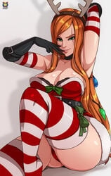 big_breasts breasts cameltoe cleavage female female_only katarina_du_couteau kyoffie large_breasts league_of_legends looking_at_viewer panties slay_belle_katarina snowdown_showdown_series solo thighhighs