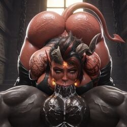 karlach red_hair black_hair baldur's_gate_3 torn_clothes torn_clothing huge_ass huge_cock huge_butt huge_penis leather leather_clothing interracial 1boy 1girls tattoo scar ai_generated hi_res highres masixi tiefling muscular muscular_male muscles muscular_female veiny_penis long_penis thick_penis hyper_penis giant_penis runny_makeup makeup yellow_eyes cum cum_inside cum_in_mouth horns tail ass ass_up bubble_butt bimbo looking_at_viewer