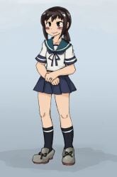 female fubuki_(kantai_collection) fully_clothed kantai_collection metamorgirl pre-transformation serafuku transformation