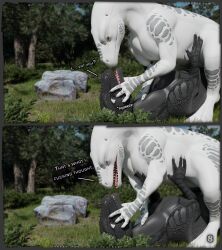 angry blender_(artwork) blender_(copyright) blender_cycles_(artwork) comic digital_media_(artwork) dinosaur female forest_fun_(thatman) hi_res imminent_oral imminent_sex interceptor male male/female on_top_of outside page_number plant prehistoric_species reptile rock scalie thatman tree x_(thatman_23) xaria_(thatman_23)