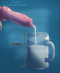 absurd_res animal_genitalia animal_penis balls beer_mug bodily_fluids canid canine canine_genitalia canine_penis canis cum cum_drip digital_media_(artwork) digital_painting_(artwork) domestic_dog dripping ejaculation filled_with_cum filling_container filling_cup fur genital_fluids genital_focus genitals hi_res hybrid isan_(character) knot male male_focus mammal measurements measuring orgasm painting_(artwork) penis penis_focus pink_penis shiba_inu simple_background solo spitz stellaamoris tan_body tan_fur wolf