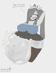 1girls alternate_version_available ass belly belly_overhang big_ass big_belly big_breasts bloated bloated_belly bloated_stomach bloated_tummy blush breasts female greyscale heloise_(surreal_mayhem) huge_ass huge_belly huge_breasts large_breasts looking_pleasured morbidly_obese morbidly_obese_female obese obese_female overweight overweight_female panties surreal_mayhem thick_thighs