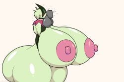 absurd_res anthro areola balls big_balls big_breasts big_butt big_penis breasts butt disembodied_penis english_text fellatio female generation_9_pokemon genitals green_body hi_res huge_breasts huge_butt huge_hips huge_thighs hyper hyper_breasts hyper_butt meowscarada nintendo nipples nude onomatopoeia oral penile penis pink_areola pink_nipples pokemon pokemon_(species) red_eyes sex solo sound_effects stemingbunbun text thick_thighs wide_hips