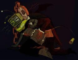 dyle_(dandy's_world) vee_(dandy's_world) zapped_creation_vee vampire_costume vaginal_penetration sexkeiit_(artist) cum_inside robot_girl tv_head cum_drip dandy's_world