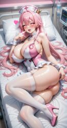 ai_art ai_generated big_breasts female_only heart-shaped_pupils heart_eyes hospital nurse nurse_uniform seducing sexy_female