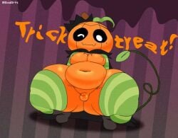 1boy axoarts blush blushcrunch_studio chubby chubby_male dandy's_world dandys_world deadtoons gourdy_(dandy's_world) hi_res hyper_ass leaf_tail mascot_horror orange_body probably_stinks roblox roblox_game simple_background tagme tail text thick_thighs thighhighs young