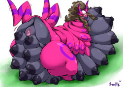 arthropod big_breasts blush breasts censored female feral generation_5_pokemon genitals hair looking_at_viewer multi_breast nintendo nipples nude pokemon pokemon_(species) scolipede solo thick_thighs vulva ymbk