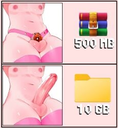 1boy big_penis big_penis_in_chastity chastity chastity_cage chastity_device cindy_(eromamgasemsei3) erect_penis erection eromamgasemsei3 femboy funny hung_femboy male male_only meme navel nipples nub_chastity_cage penis testicles thick_thighs thighhighs winrar