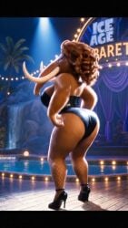 ai_generated anthro ass_focus ass_grab ass_shake blue_sky_studios cabaret dancing ellie_(ice_age) fishnet_pantyhose fishnets grabbing_own_ass heels huge_breasts ice_age:_collision_course ice_age:_the_meltdown ice_age_(film) ice_age_(series) ice_age_dawn_of_the_dinosaurs imminent_sex juicy_thighs mammoth mature_female milf milfification mommy mommy_kink pantyhose playboy_outfit pole sitting skirt striptease tagme thick_arms thick_thighs video voluptuous voluptuous_female voluptuous_milf